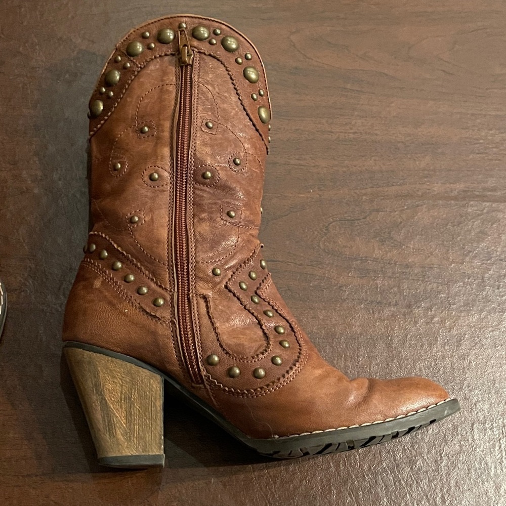 🎉 HP 🎉Stuart Weitzman Leather Cowboy Boots 🔥 - Picture 4 of 9